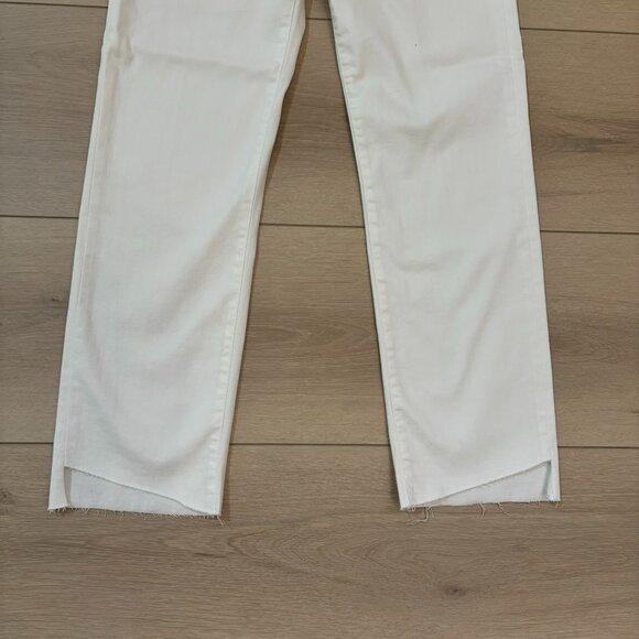 FRAME Le High Straight Cascade Hem Jeans in White Denim - Picture 3 of 7